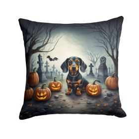 Dachshund Spooky Halloween Throw Pillow Machine Washable