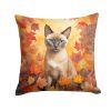 Tonkinese Cat In Fall Leaves Throw Pillow Machine Washable