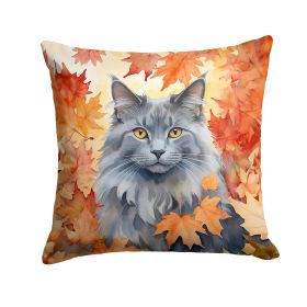 Nebelung Cat In Fall Leaves Throw Pillow Machine Washable