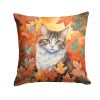 La Perm Cat In Fall Leaves Throw Pillow Machine Washable