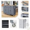 Kitchen Island Cart with Solid Wood Top
