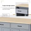 Kitchen Island Cart with Solid Wood Top