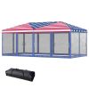 Outsunny 10' X 20' Pop-Up Canopy Tent Gazebo With American Flag