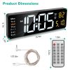 157In Led Digital Wall Clock With Remote Control 10 Level