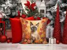 Tonkinese Cat In Fall Leaves Throw Pillow Machine Washable