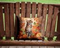 Ocicat Cat In Fall Leaves Throw Pillow Machine Washable 2422