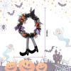 Halloween Witch Wreath Pumpkin Door Decorations Artificial P