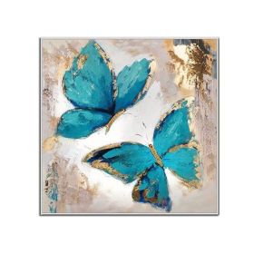 Blue Butterfly Abstract Oil Painting Wall Art - 150 x 150 cm