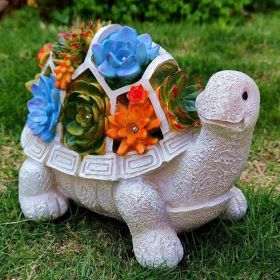 Outdoor Solar Led Turtle Light Succulents Planter Stand Gard