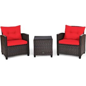 3-Piece Rattan Patio Furniture Set with Cushions
