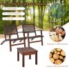 3-Piece Outdoor Wooden Rattan Patio Set