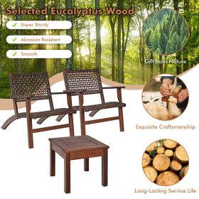 3-Piece Outdoor Wooden Rattan Patio Set