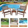 3-Piece Outdoor Wooden Rattan Patio Set