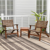 3-Piece Outdoor Wooden Rattan Patio Set