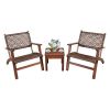 3-Piece Outdoor Wooden Rattan Patio Set