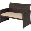 Brown Resin Wicker 4-Piece Modern Patio Furniture Set With
