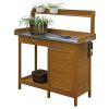 Metal Top Potting Bench With Cabinet - Garden Workstation