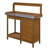 Metal Top Potting Bench With Cabinet - Garden Workstation