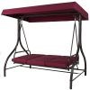 Burgundy Outdoor Patio Deck Porch Canopy Swing With Cushions