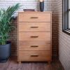Modern Farmhouse Solid Wood 5 Drawer Bedroom Chest In Light