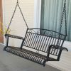 Wrought Iron Outdoor Patio 4-Ft Porch Swing In Black