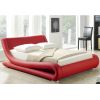 King Size Modern Red Faux Leather Upholstered Platform Bed