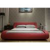 King Size Modern Red Faux Leather Upholstered Platform Bed
