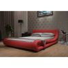 King Size Modern Red Faux Leather Upholstered Platform Bed