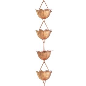 Lotus Flower Copper Rain Chain - Decorative Gutter Downspout