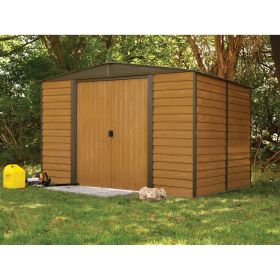Outdoor 10 X 12-Ft Steel Storage Shed With Woodgrain Panels 7931