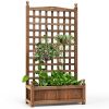 Solid Wood Farmhouse Garden Planter Box With 48-Inch High Tr