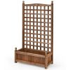 Solid Wood Farmhouse Garden Planter Box With 48-Inch High Tr