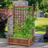 Solid Wood Farmhouse Garden Planter Box With 48-Inch High Tr