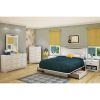 Full Size White Modern Platform Bed Frame With 2 Storage