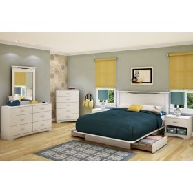 Full Size White Modern Platform Bed Frame With 2 Storage