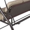 Tan 3-Seat Outdoor Porch Deck Patio Canopy Swing With
