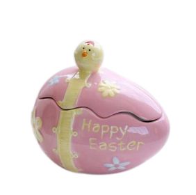 Lovely Chicken Ceramic Egg Shape Jewelry Box Organizer Stora