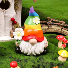 1Pc Garden Rainbow Gnome Resin Statue Faceless Doll Figure