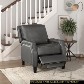 Push Back Reclining Chair Transitional Style Grey Color