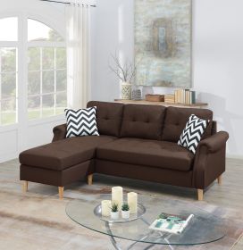 Living Room Corner Sectional Dark Coffee Polyfiber Chaise