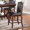 Dark Brown Wood Finish Set Of 2 Counter Height Chairs Faux