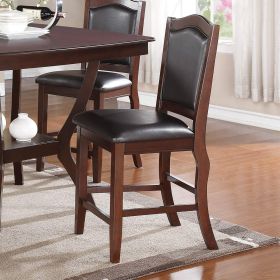 Dark Brown Wood Finish Set Of 2 Counter Height Chairs Faux