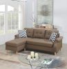 Living Room Corner Sectional Light Coffee Polyfiber Chaise