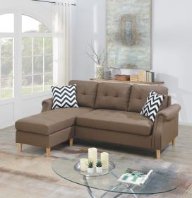 Living Room Corner Sectional Light Coffee Polyfiber Chaise