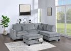 Contemporary 3Pc Sectional Set Fog Color Corduroy Couch Laf