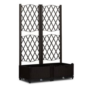 Elegant Wicker Trellis Planter Box - Raised Garden Bed For C