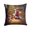 Scottish Terrier And Santa Claus Throw Pillow Machine 2485