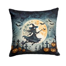 Flying Witch Spooky Halloween Throw Pillow Machine 2343