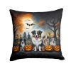 Australian Shepherd Spooky Halloween Throw Pillow Machine 2354