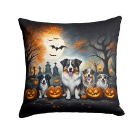Australian Shepherd Spooky Halloween Throw Pillow Machine 2354